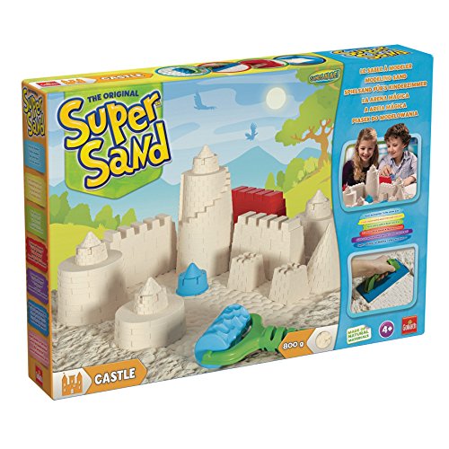 Goliath 83219 - Super-Sand-Set Castle, modellierbarer magischer Sand bringt Burgen ins Kinderzimmer, handliche Sandkasten-Box, bunte Burg-Förmchen, ab 4 Jahren