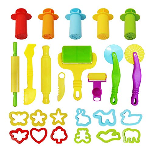 KAIMENG Knete Zubehör, Knetwerkzeug Teig, Kinder Knete Zubehör Spielzeug Plastilin Werkzeuge Set für Kinder, 25 Stück (zufällige Farbe)