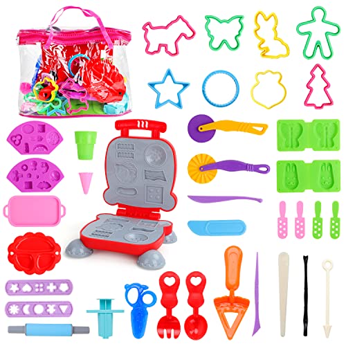 Knete Zubehör Kinder - 40 Stück Knetwerkzeug Set Teig Plastilin Werkzeuge Plastik Knetset Kinderknete Kinderküche Für Jungen Mädchen