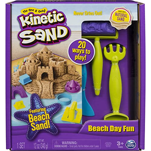 Kinetic Sand Strandspaß Set - mit 340 g magischem Sand aus Schweden und Zubehör für Indoor-Sandspiel, ab 3 Jahren