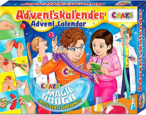 CRAZE Adventskalender MAGIC DOUGH magische Knete + Zubehör kreativer Knetspaß für Kinder und Jugendliche 24744